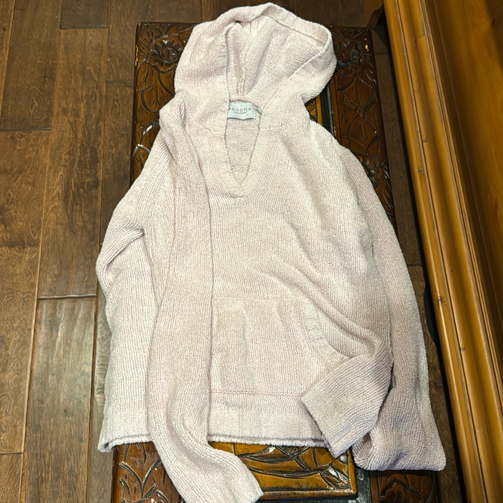 Ladies pink hoodie v neck  sweater